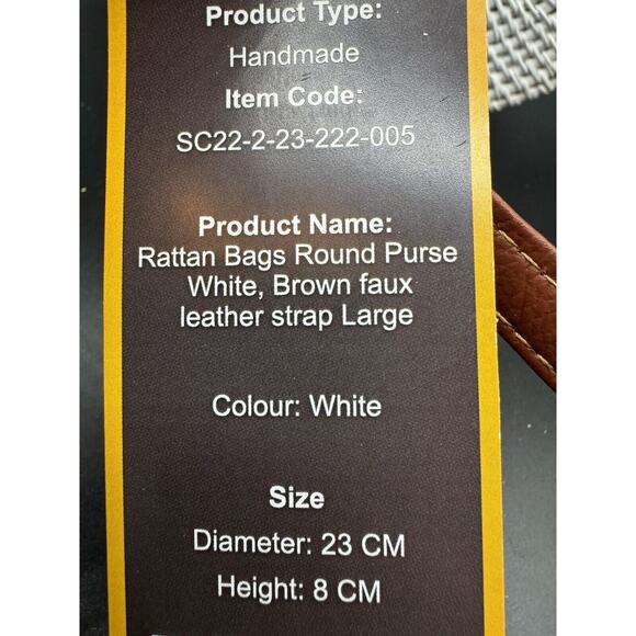 9” NAVY Lined WHITE‎ Round Rattan Bag for Women Beach Crossbody Shoulder Bag NWT - Picture 16 of 16